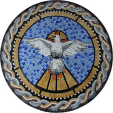 Handmade Dove Mosaic Wall Art Round Religious Holy Spirit Decor