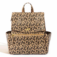 Freshly Picked Mini Leopard Print Backpack Tan/Black Zip Pockets