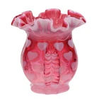 1990s Fenton Art Glass Heart Optic Cranberry Opalescent 4" Vase