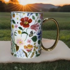 Rifle Paper Co Floral Mug Anthropologie Strawberry Fields Cottagecore Flowers