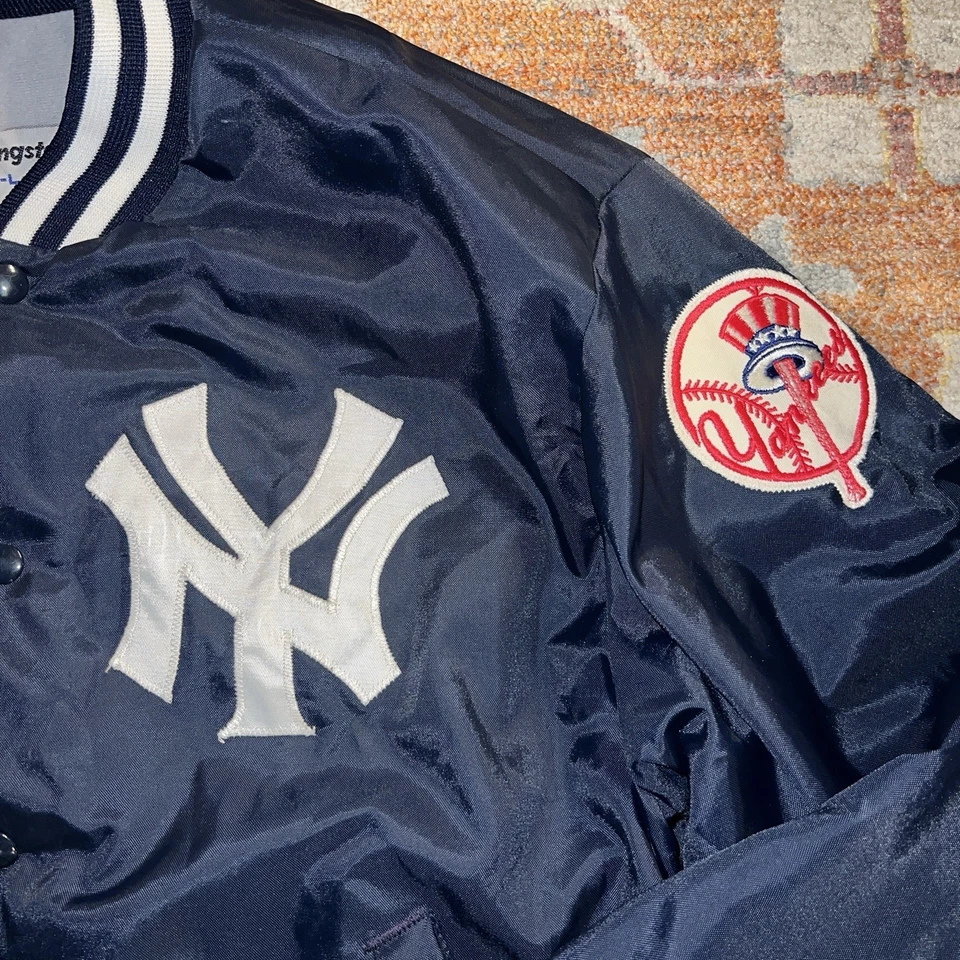 VTG 80s 90s MLB New York Yankees Swinger Satin Bomber Jacket Sz L Made In USA - Image 2 of 4