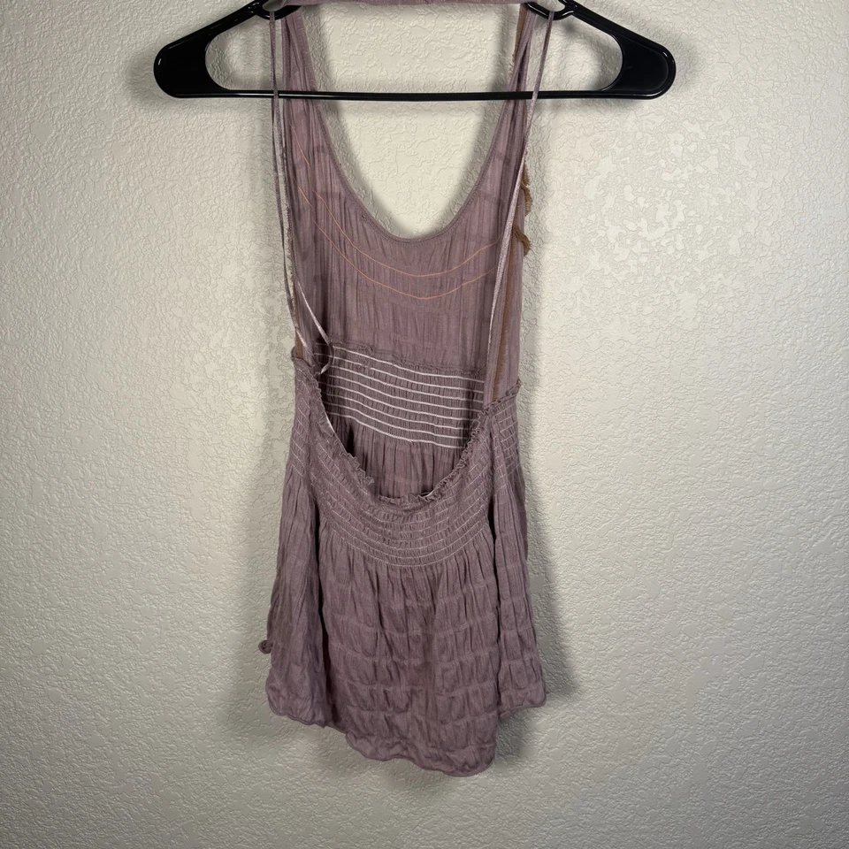 Regata feminina Free People Halter Top lavanda babados médios batidos peso leve - Imagem 4 de 4