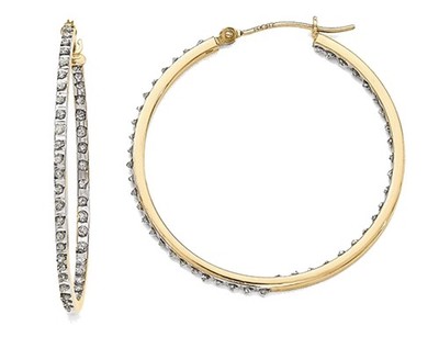 Diamant Akzent Creolen in 14K Gelbgold