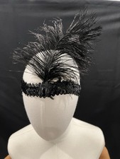 Black sequin headband with feather Brand New