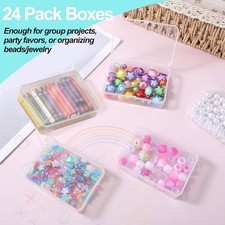 24Pcs Bead Box Craft Organizer with Lid Clear Portable Stackable for Earring