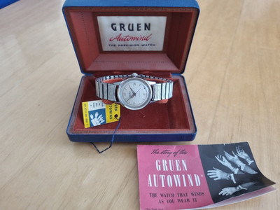 SCHÖNE, SEHR SELTENE VINTAGE GRUEN PRECISION AUTOMATIC BUMPER  IN ORGINAL BOX