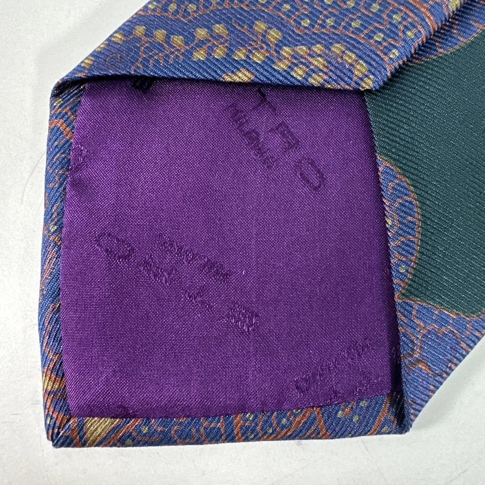 Corbata Etro Seda Estampado Cachemira Púrpura y Negra 59L 3.25W Hecha en Italia Foto 4 de 4