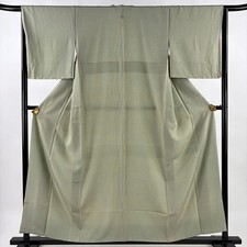 Edo Komon Kimono M Gray Green Silk 156cm Length Used Shark Crest