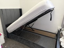 Grey Winged Single Ottoman Storage Bed + Optional Mattress – Collection Only