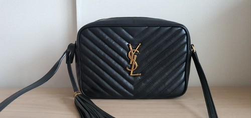 100 % echt Saint Laurent Lou Kameratasche schwarz Leder Umhängetasche + Staubschutz