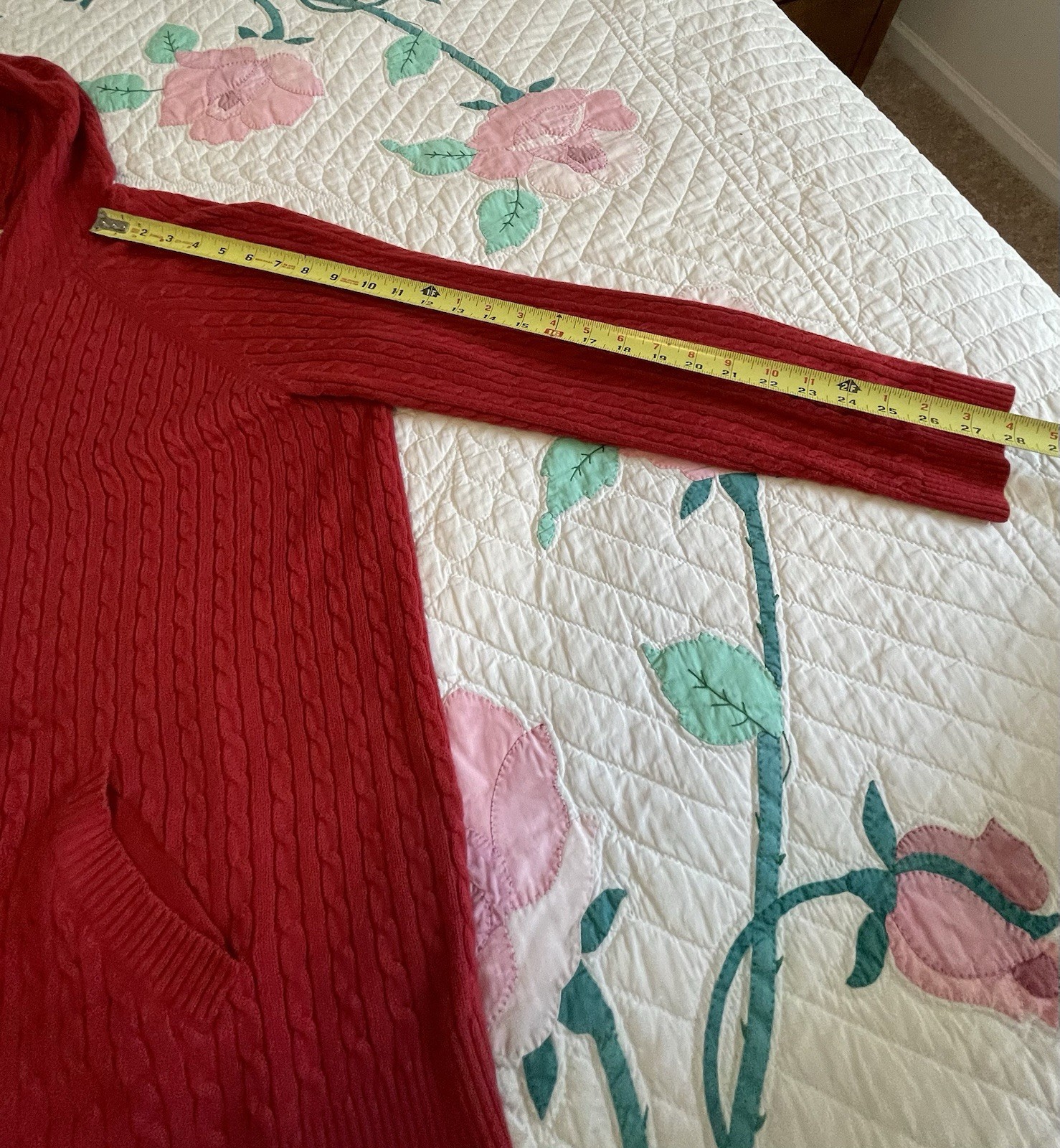 Classic Elements Red Classic Cable Knit  Zippered… - image 7