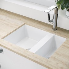 1.5 Bowl White Granite Composite Undermount Kitchen Sink w BUN/BeBa_26206B/96404