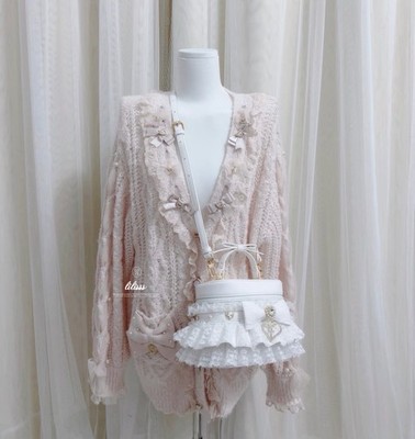 Liz Lisa pastellrosa Strickjacke Spitze Schleife Kawaii Strickjacke Hime Kawaii