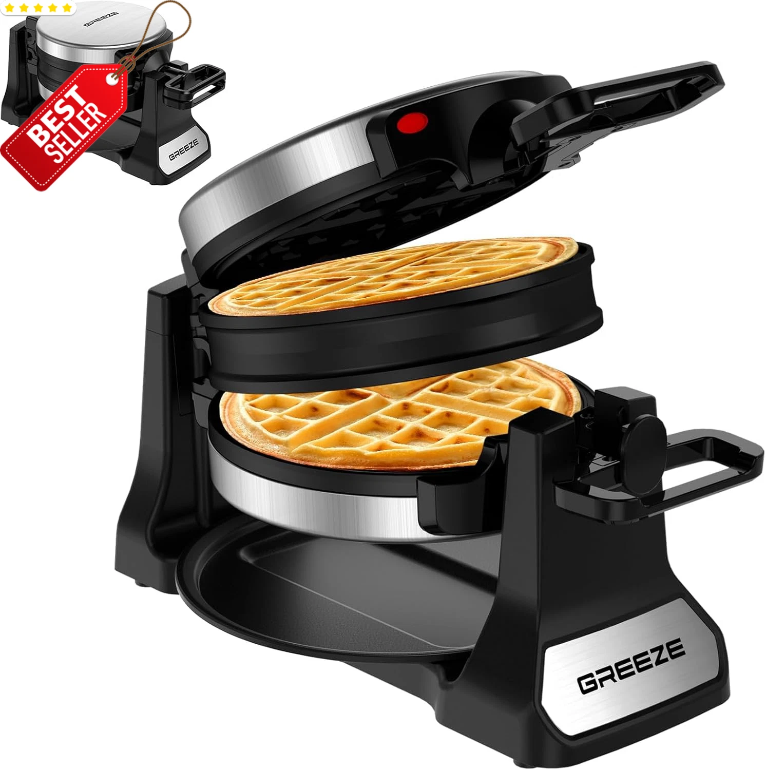 Double Belgian Waffle Maker 1400W 8 Slice Flip Nonstick Plates Easy Clean - US