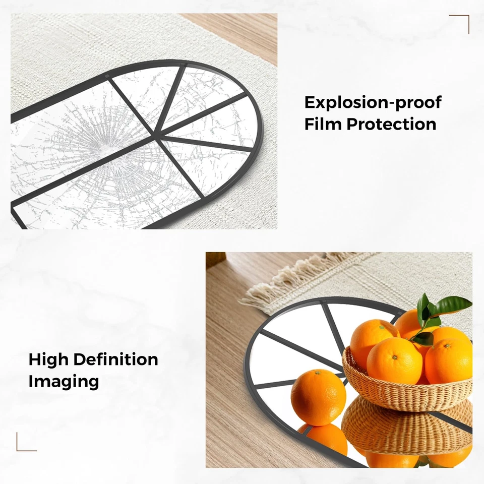 Arched Full Length Window Mirror, 16x56 Windowpane Body Mirror with Metal Fra... - Image 3 of 4