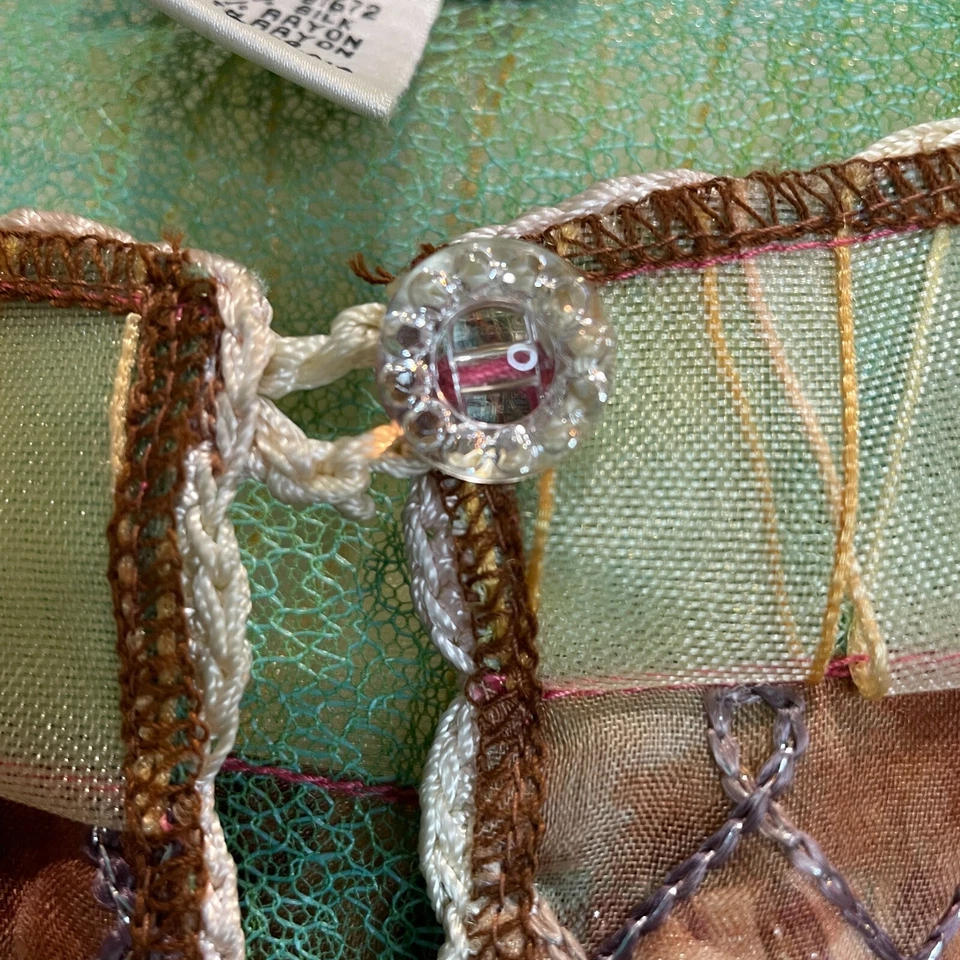 Vintage Sandy Starkman Womens Small Art to Wear Silk Ribbon Button Dress Jacket - Image 4 of 4