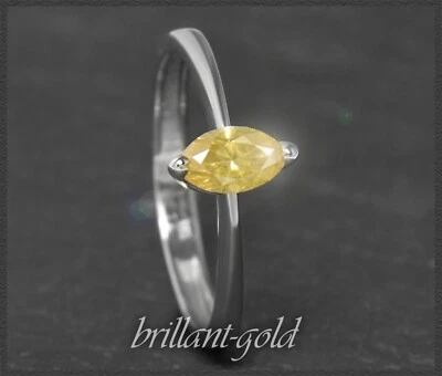 Diamant Ring, 0,61ct intensiv Gelb im Navette-Schliff, 585 Gold Verlobungsring - Bild 1 von 4
