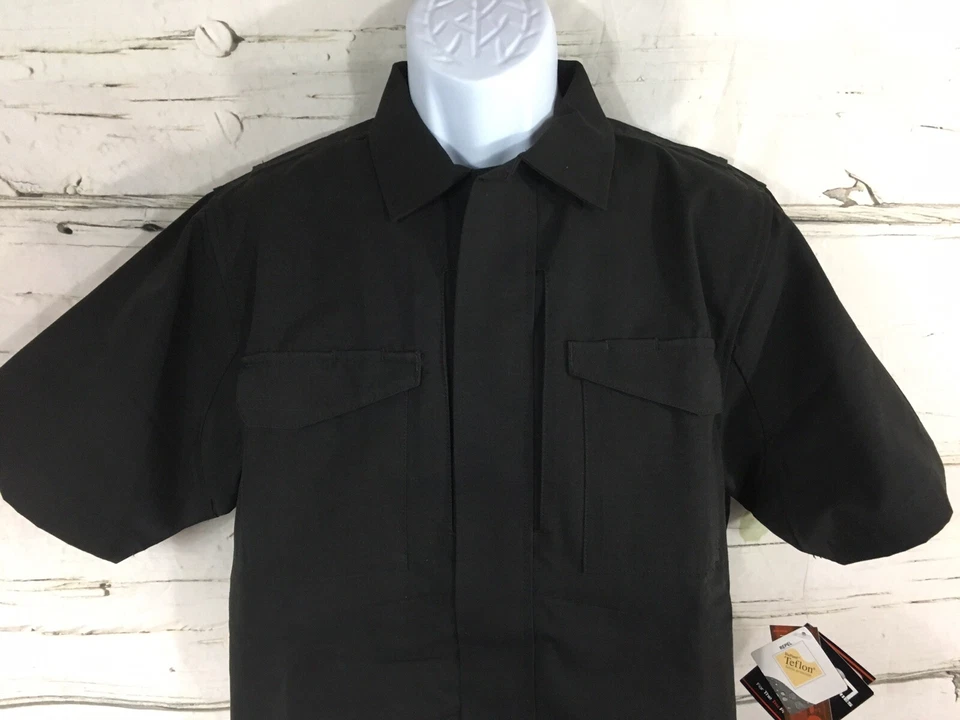 Tru-Spec Men's S Short Sleeve 24-7 Series Rip-Stop Uniform Shirt - Black NWT - Image 2 of 4