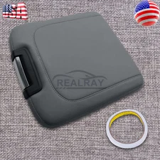 Fits 2013-2018 Dodge Ram Vinyl Center Console Lid Armrest Jump Seat Cover Gray