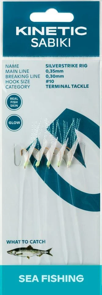 Kinetic Sabiki SilverStrike Fishskin Heringsvorfach Hering Gr. 14, 12 oder 10 - Bild 3 von 4