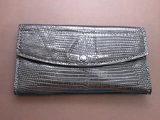 Ladies Clutch , Leather, Lizard, Black, Mfg by Yoder Leather  (Y FB)