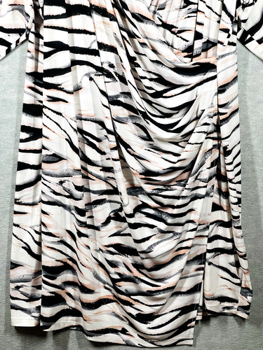 Calvin Klein Damen Faux Wickel Jersey Kleid 2X Stretch V-Ausschnitt Karriere Büro Zebra - Bild 3 von 11