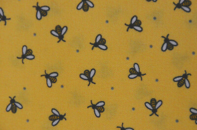 gelber Baumwollstoff mit Bienen All The Buzz 50 x 112 cm Nähen Bienenwachstuch