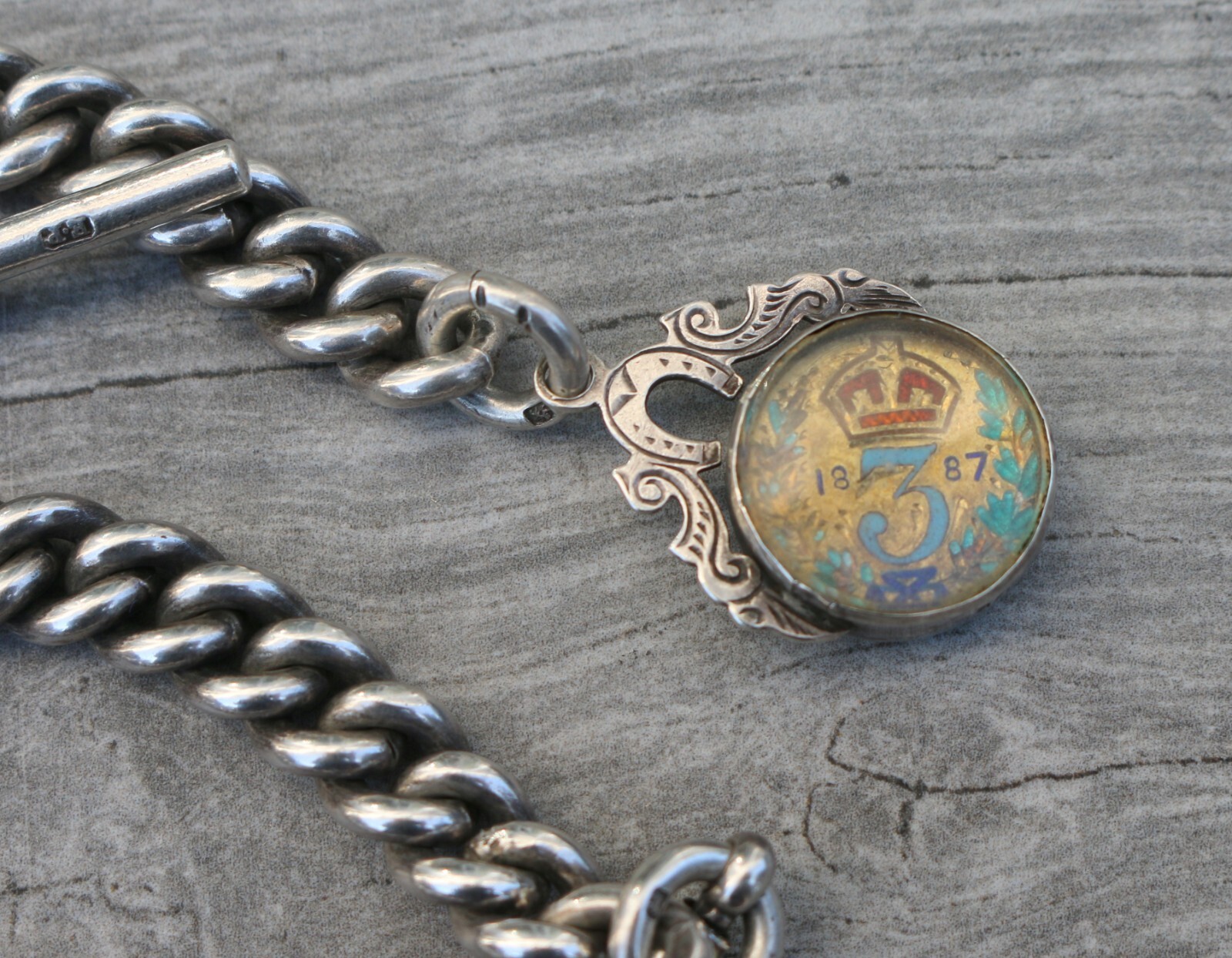 HEAVY 74g Victorian Solid Silver CHUNKY Albert Po… - image 8