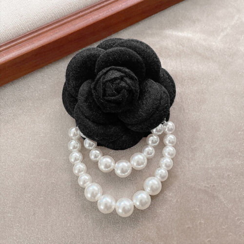 Broche broche flor camelia tela moda para mujeres ramillete perla joyería broches - Imagen 17 de 24