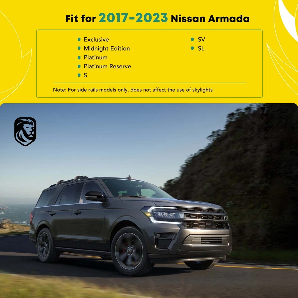 Barras transversales de rieles de techo de aleación de aluminio negro para Nissan Armada 2017 2018-2023 Foto 4 de 4