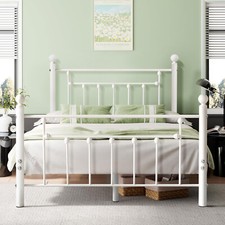 Black/White Metal Platform Bed Frame Twin/Full/Queen Mattress Base Slat Support