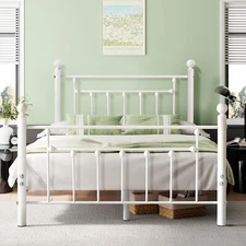 Black/White Metal Platform Bed Frame Twin/Full/Queen Mattress Base Slat Support