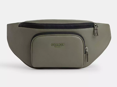 NWT Coach Racer Belt Bag In Signature Jacquard/Smooth Leather