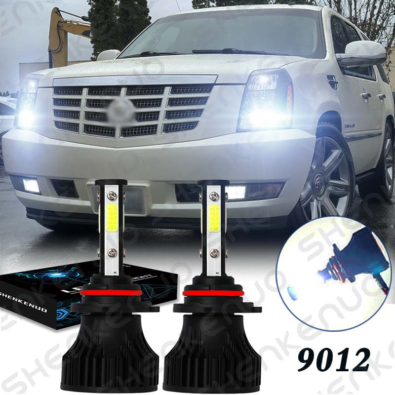 6-Sides 9012 HIR2 COB LED Headlight Bulbs Kit High Low Beam 6000K Super