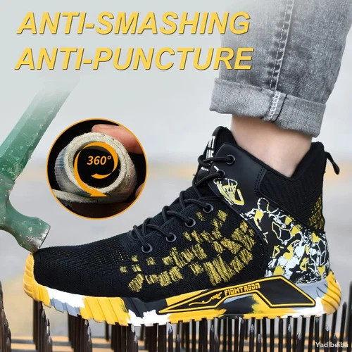 Stahlkappe Arbeit Sicherheitsstiefel Herren Outdoor Schuhe Pannensicher High Top Sneaker - Bild 6 von 32