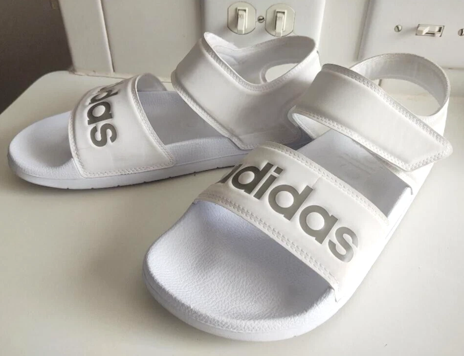 Sandali da donna Adidas taglia 10 bianchi sportivi outdoor scarpe casual ADILETTE