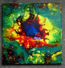 Original Art Abstract Acrylic Painting on Canvas 10" x 10" Wall Decoration