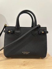 Black Burberry Banner House Check Leather Tote
