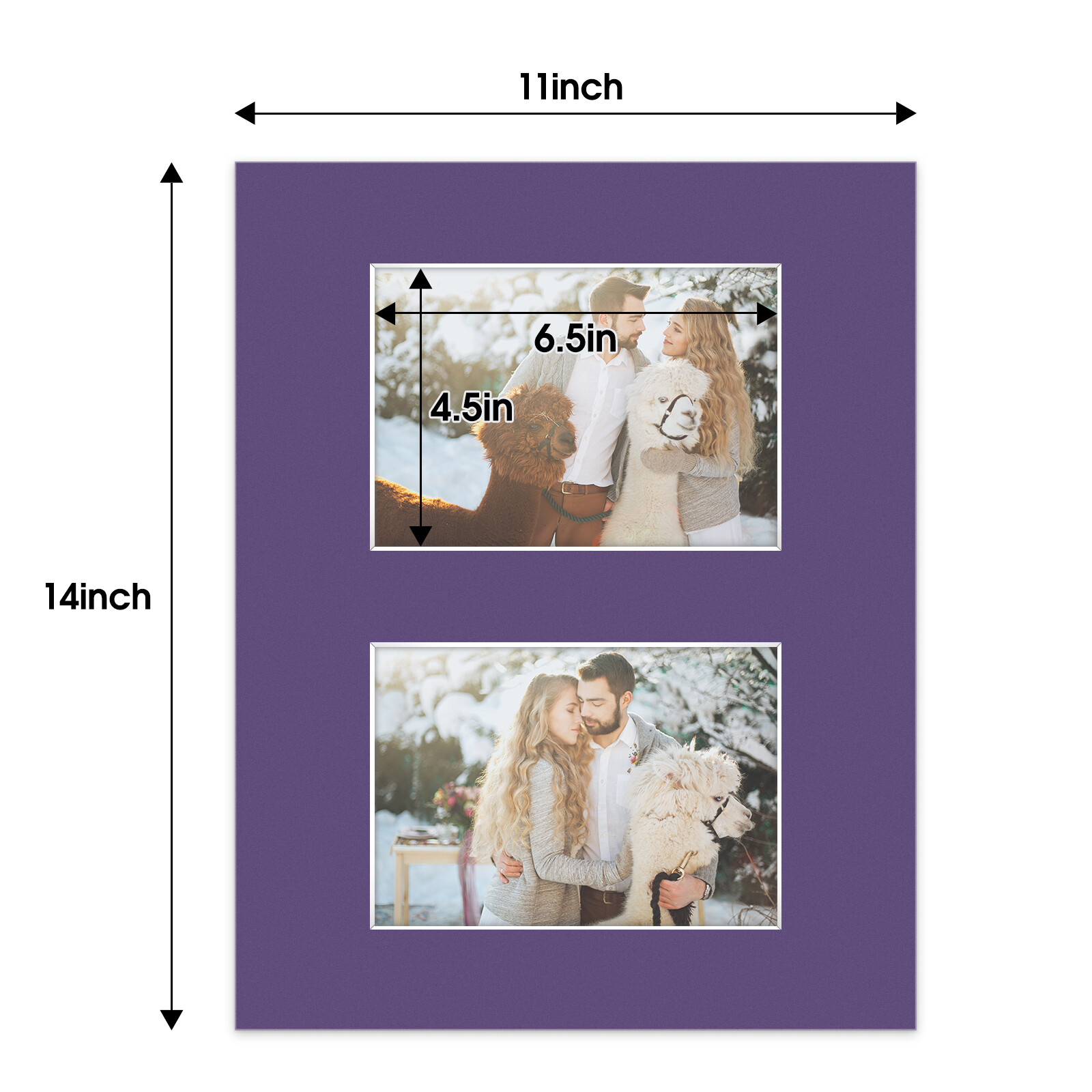 5 Pack 11x14 Picture Mats Acid Free 4ply White Core for Two Photos