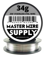 MWS - Stainless Steel 316L - 250 ft - 34 Gauge - Round Wire