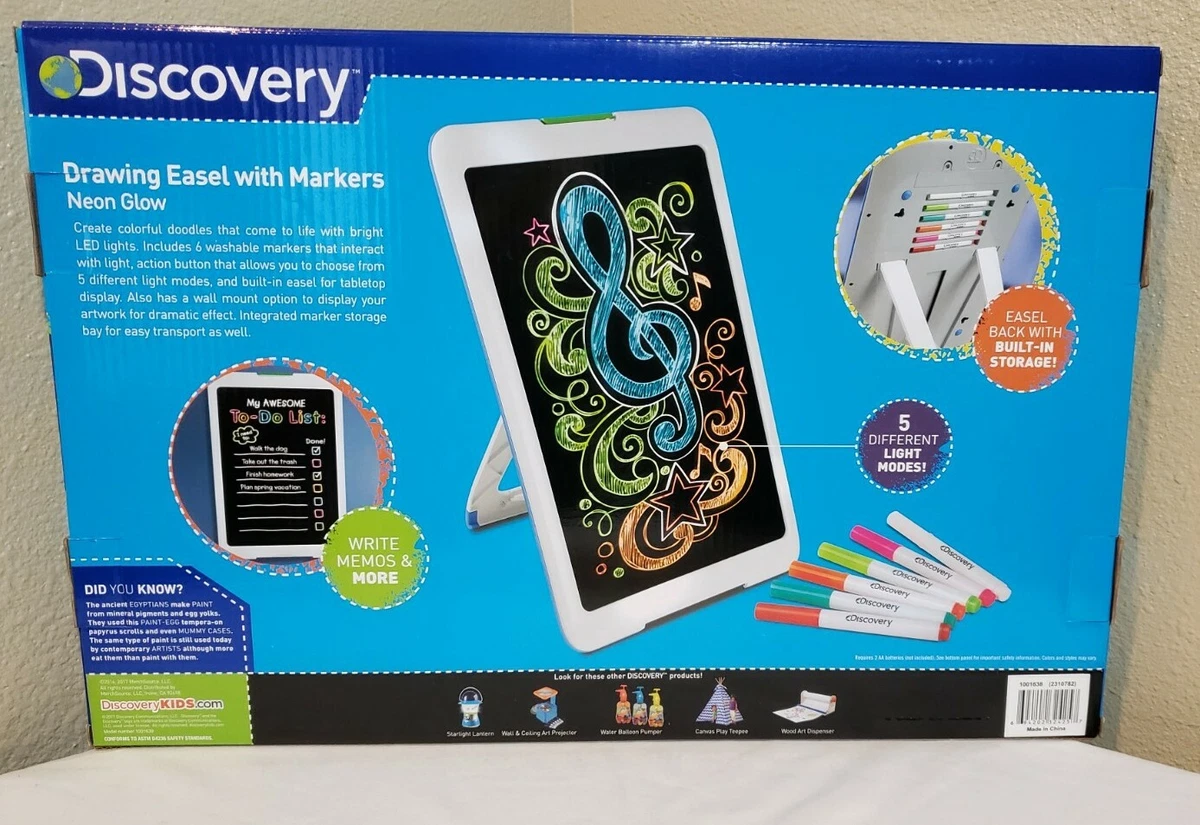 DISCOVERY KIDS DRAWING Easel with Markers ~ Neon Glow ~ Create Glowing Art!  $45.29 - PicClick