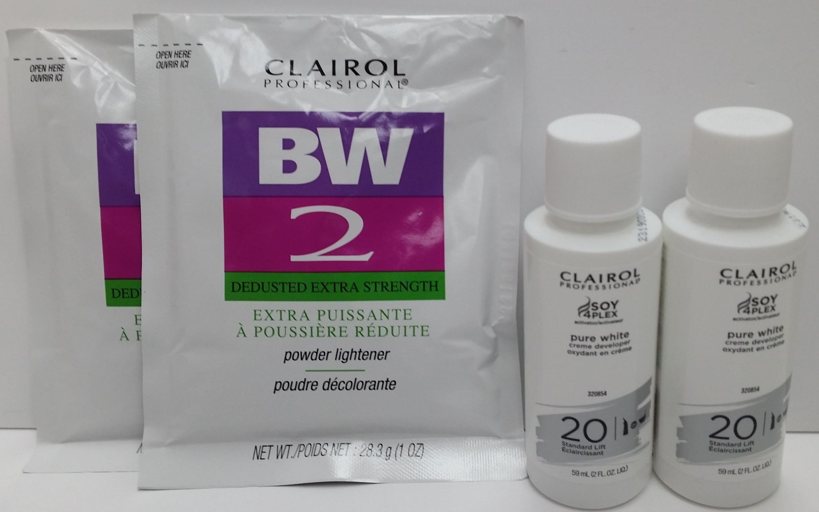 2LOT CLAIROL BW2 Powder Lightener 1oz + Creme Developer 20V 2oz + Bowl +  Brush | eBay
