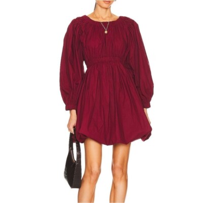 Ulla Johnson Martine Dress in Bordeaux,  Size 6, Cotton, Mini