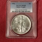 1992 American Silver Eagle 1 Oz PCGS MS68 Bright White Better Date