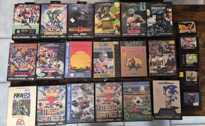 SEGA Mega Drive 16-Bit Konsole + 2 Controller + ca. 20 Spiele   getestet