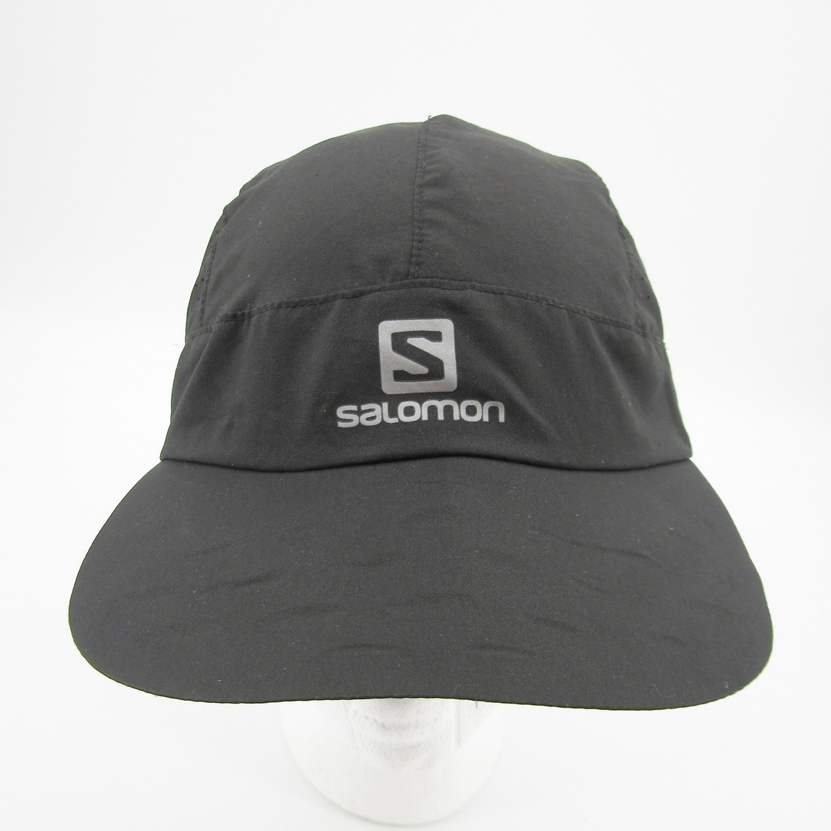 Salomon Mens Black Running Cap Adjustable Reflective Logo 5-Panel