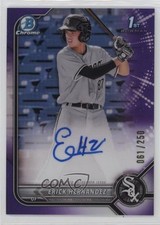 2022 Bowman Chrome Prospect Purple Refractor 61/250 Erick Hernandez Auto 3hd