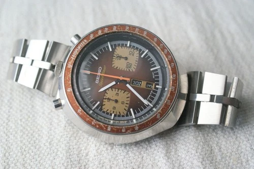 Vintage Seiko 6138-0040 Brown Bullhead Chronograph