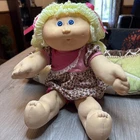 1983? Cabbage Patch Kids Doll Blue Eyes & Dimple & Pacifier Lemon Hair Braids