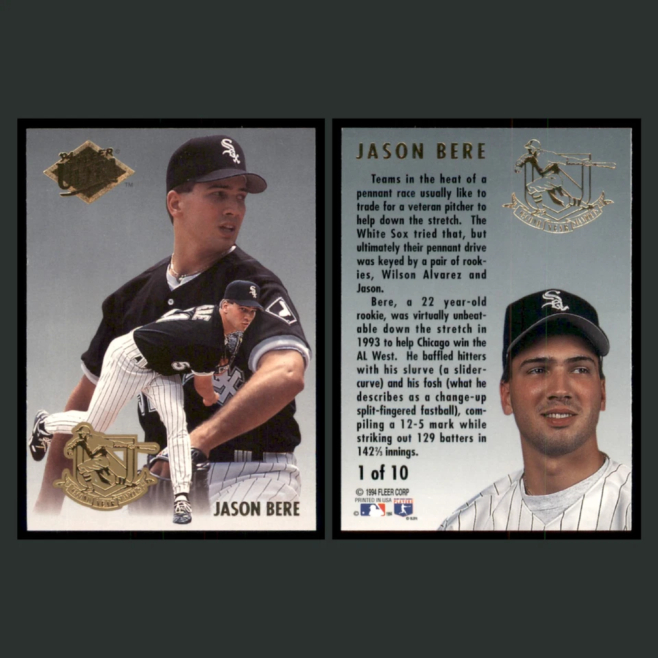1994 Ultra Second Year Standouts conjunto completo 10 cartões de beisebol Jason Bere quase perfeito - Imagem 3 de 4